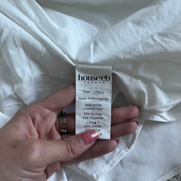 House of CB Emmanuela White Strapless Pleated Mini Dress Size S (Taller length) - Picture 4 of 8